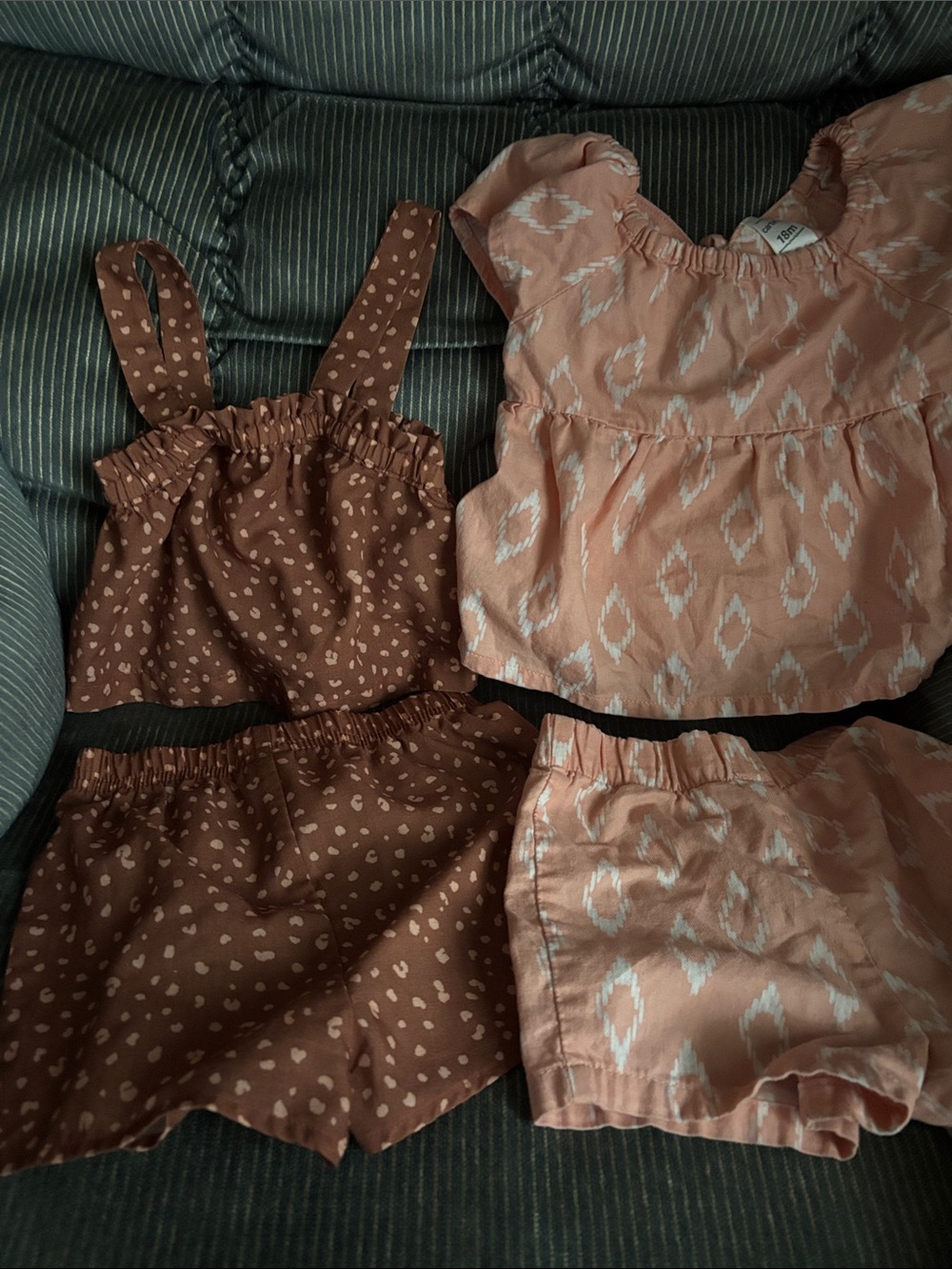 18Mo baby girl  2 Two-Piece Shorts Set - Mauve Pink & Brown